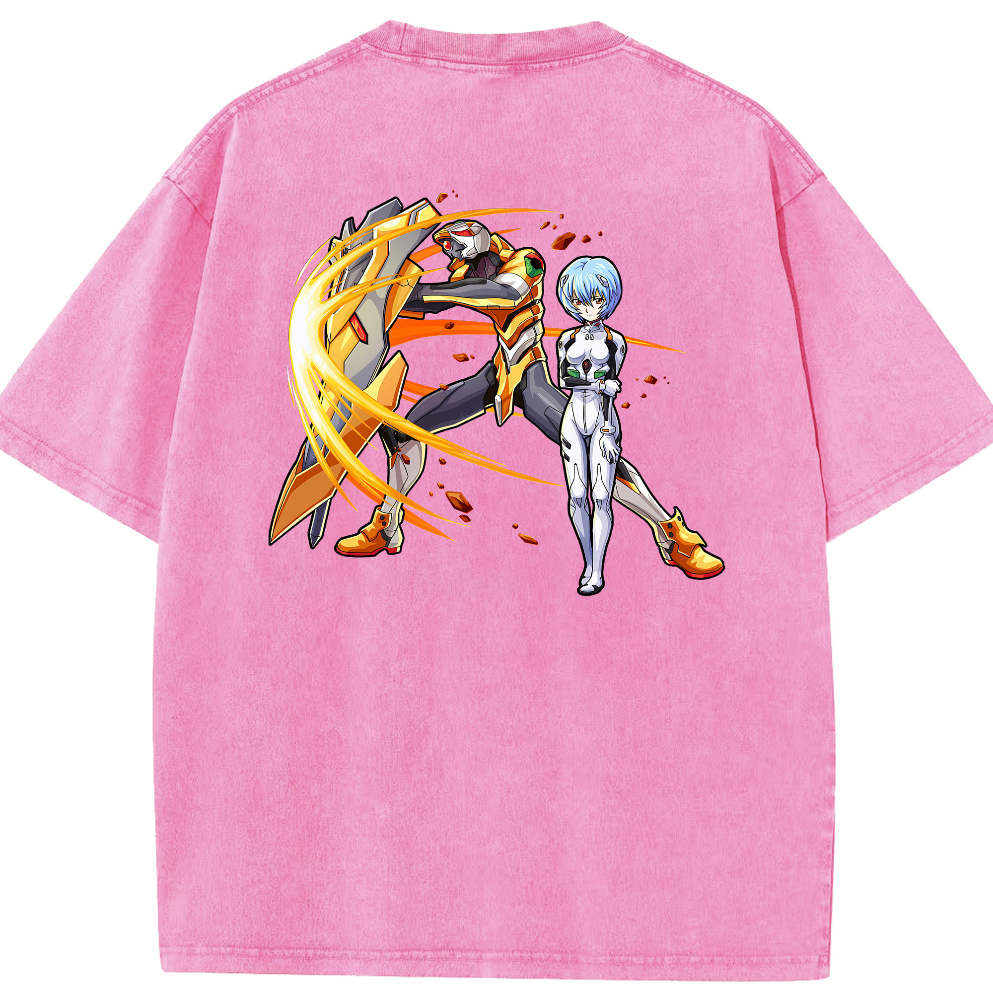（画像用） EVA 新世紀エヴァンゲリオン 綿100% ヴィンテージ風 半袖Tシャツ（背面プリント）